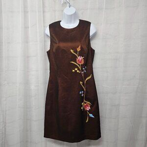 Rimini Copper Brown Sleeveless Dress Embroidered Retro Cocktail 12